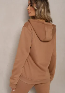 Brązowa Bluza z Kapturem Harasphei
