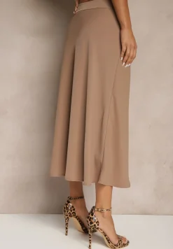 Brązowa Casualowa Rozkloszowana Spódnica Dorilena