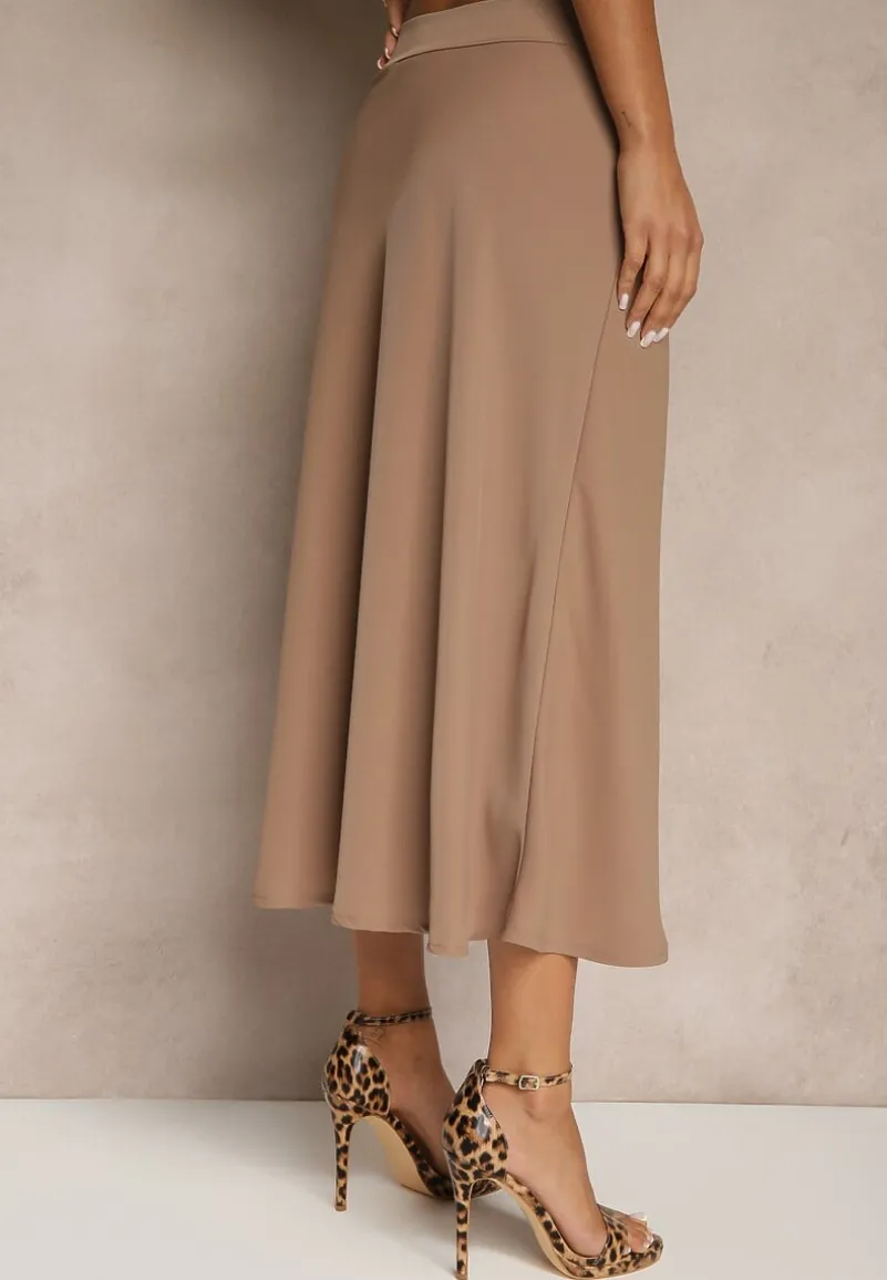 Brązowa Casualowa Rozkloszowana Spódnica Dorilena