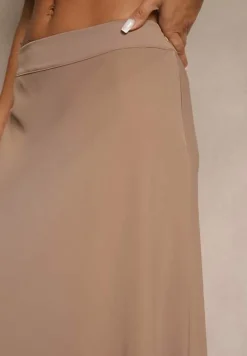 Brązowa Casualowa Rozkloszowana Spódnica Dorilena