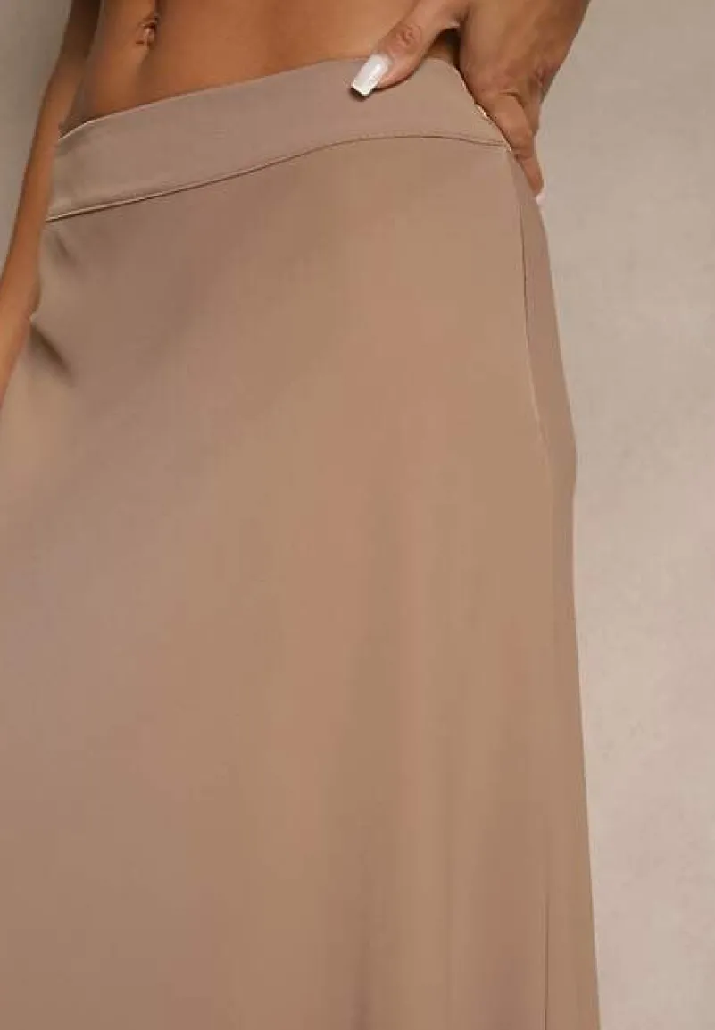 Brązowa Casualowa Rozkloszowana Spódnica Dorilena