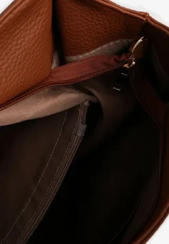 Brązowa Duża Torebka na Ramię z Regulowanym Dodatkowym Paskiem Zemeriana