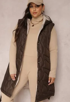 Brązowa Kamizelka Pikowana z Paskiem Maasho