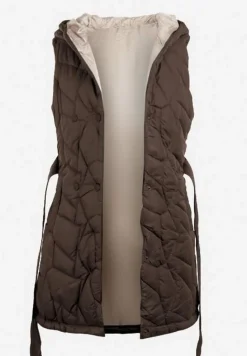 Brązowa Kamizelka Pikowana z Paskiem Maasho