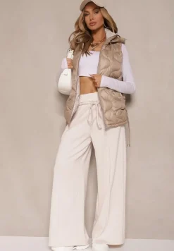 Brązowa Kamizelka z Odpinanym Kapturem Ozdobnie Pikowana Silzeki