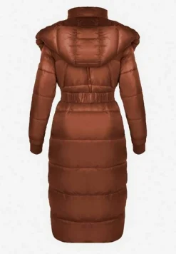 Brązowa Kurtka Pikowana Długa Dudlat