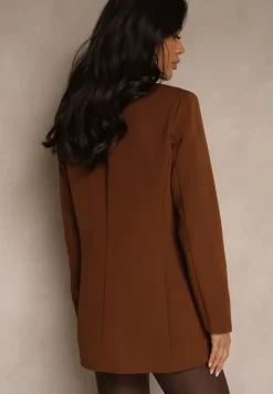 Brązowa Marynarka Dwurzędowa Tanou