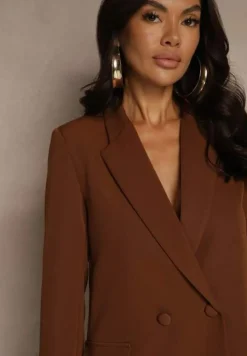 Brązowa Marynarka Dwurzędowa Tanou