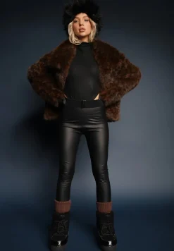 Brązowa Panterkowa Kurtka Futerko z Wsuwanymi Kieszeniami Neliven