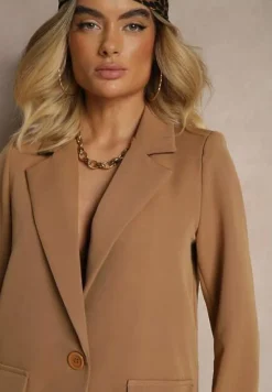 Brązowa Pudełkowa Marynarka z Imitacją Kieszeni Vivisae