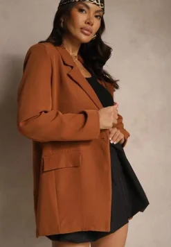 Brązowa Pudełkowa Marynarka Jednorzędowa Telluria