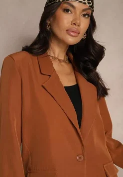 Brązowa Pudełkowa Marynarka Jednorzędowa Telluria