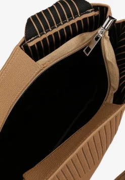 Brązowa Trapezowa Torebka Typu Shopper z Ozdobnym Napisem Salirenia