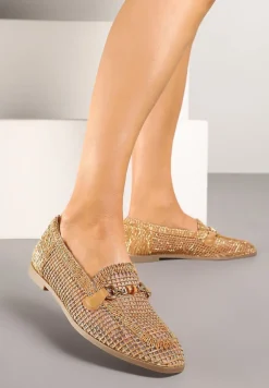 Brązowe Ażurowe Mokasyny Loafersy z Klamrą Koliswena