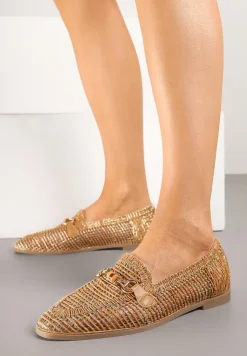 Brązowe Ażurowe Mokasyny Loafersy z Klamrą Koliswena