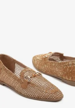 Brązowe Ażurowe Mokasyny Loafersy z Klamrą Koliswena
