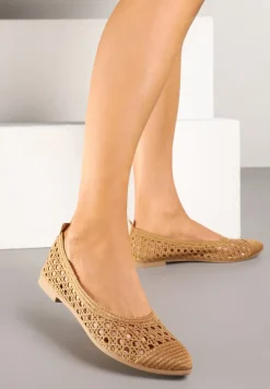 Brązowe Balerinki Ozdobione Ażurowym Wzorem Ulimariela