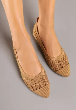 Brązowe Balerinki Ozdobione Ażurowym Wzorem Ulimariela