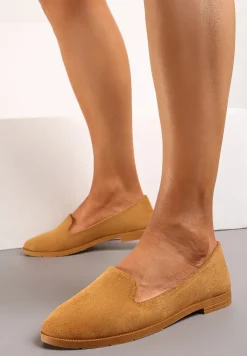 Brązowe Balerinki Typu Loafersy Daphikaia