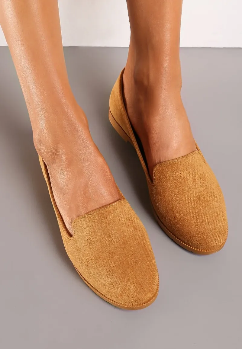 Brązowe Balerinki Typu Loafersy Daphikaia