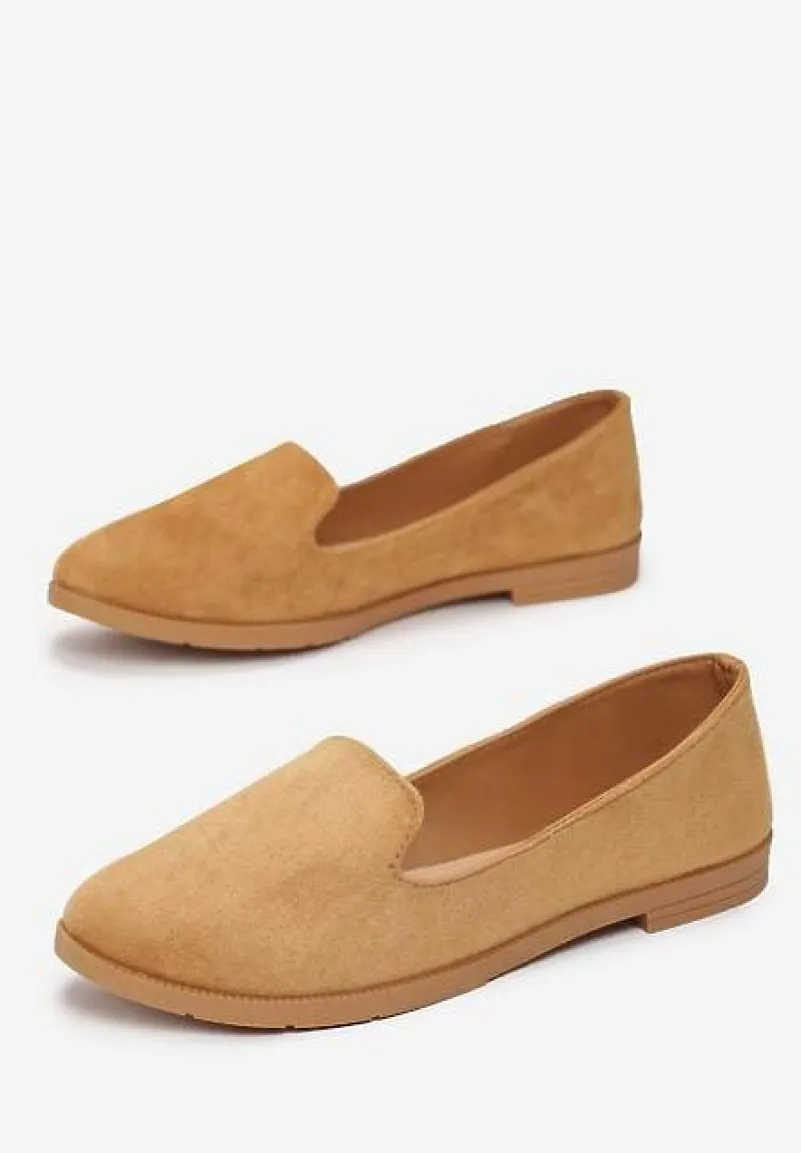 Brązowe Balerinki Typu Loafersy Daphikaia