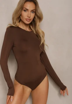 Brązowe Body z Wiskozą i Odkrytymi Plecami Riatria