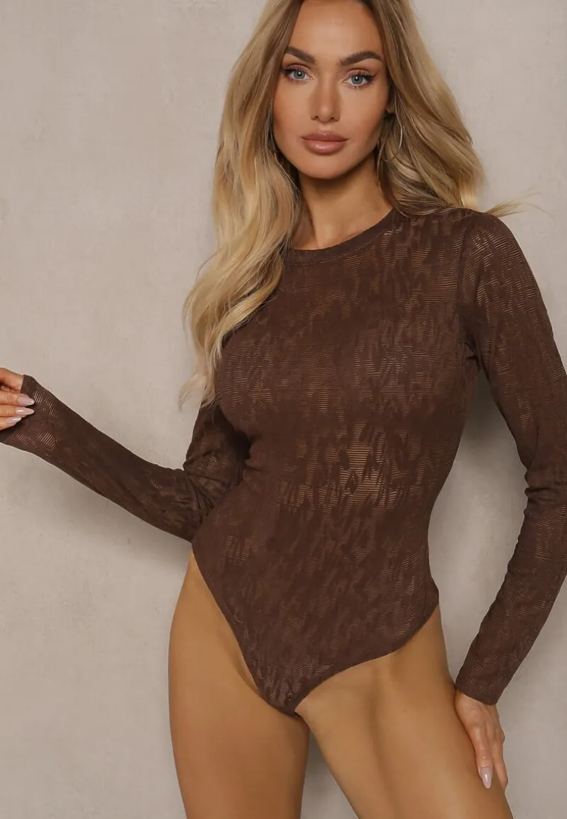 Brązowe Body z Wiskozą z Przezroczystego Materiału Nalesira