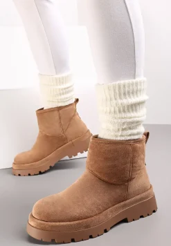 Brązowe Botki Śniegowce na Platformie Nigval