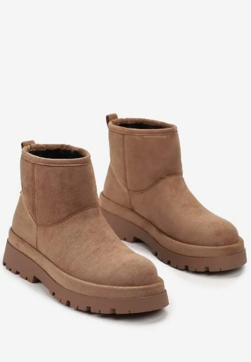 Brązowe Botki Śniegowce na Platformie Nigval