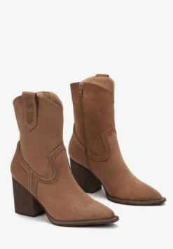 Brązowe Botki w Stylu Kowbojek z Drobnymi Cyrkoniami Marcellina