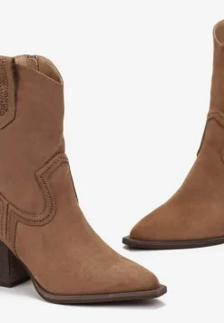 Brązowe Botki w Stylu Kowbojek z Drobnymi Cyrkoniami Marcellina