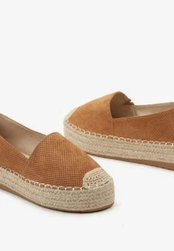 Brązowe Casualowe Espadryle na Grubej Podeszwie Ozdobionej Plecionką Honorelle