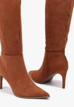 Brązowe Casualowe Kozaki Vices na Szpilce Tamirith