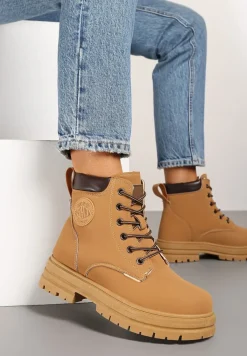 Brązowe Casualowe Trapery Mocno Ocieplane Futrem Weriora