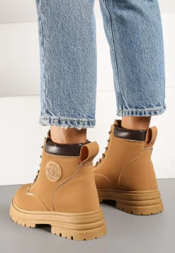 Brązowe Casualowe Trapery Mocno Ocieplane Futrem Weriora