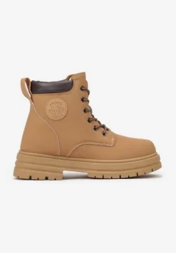 Brązowe Casualowe Trapery Mocno Ocieplane Futrem Weriora