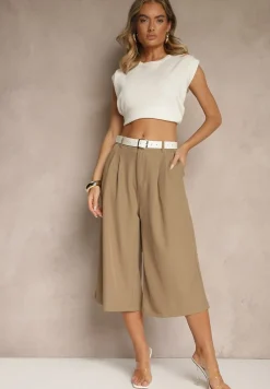 Brązowe Eleganckie Spodnie Typu Culottes Silunea