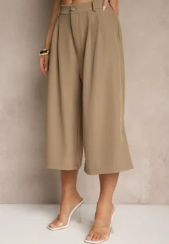 Brązowe Eleganckie Spodnie Typu Culottes Silunea