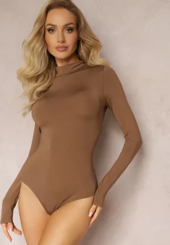 Brązowe Gładkie Body z Półgolfem Nemaga