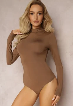 Brązowe Gładkie Body z Półgolfem Nemaga