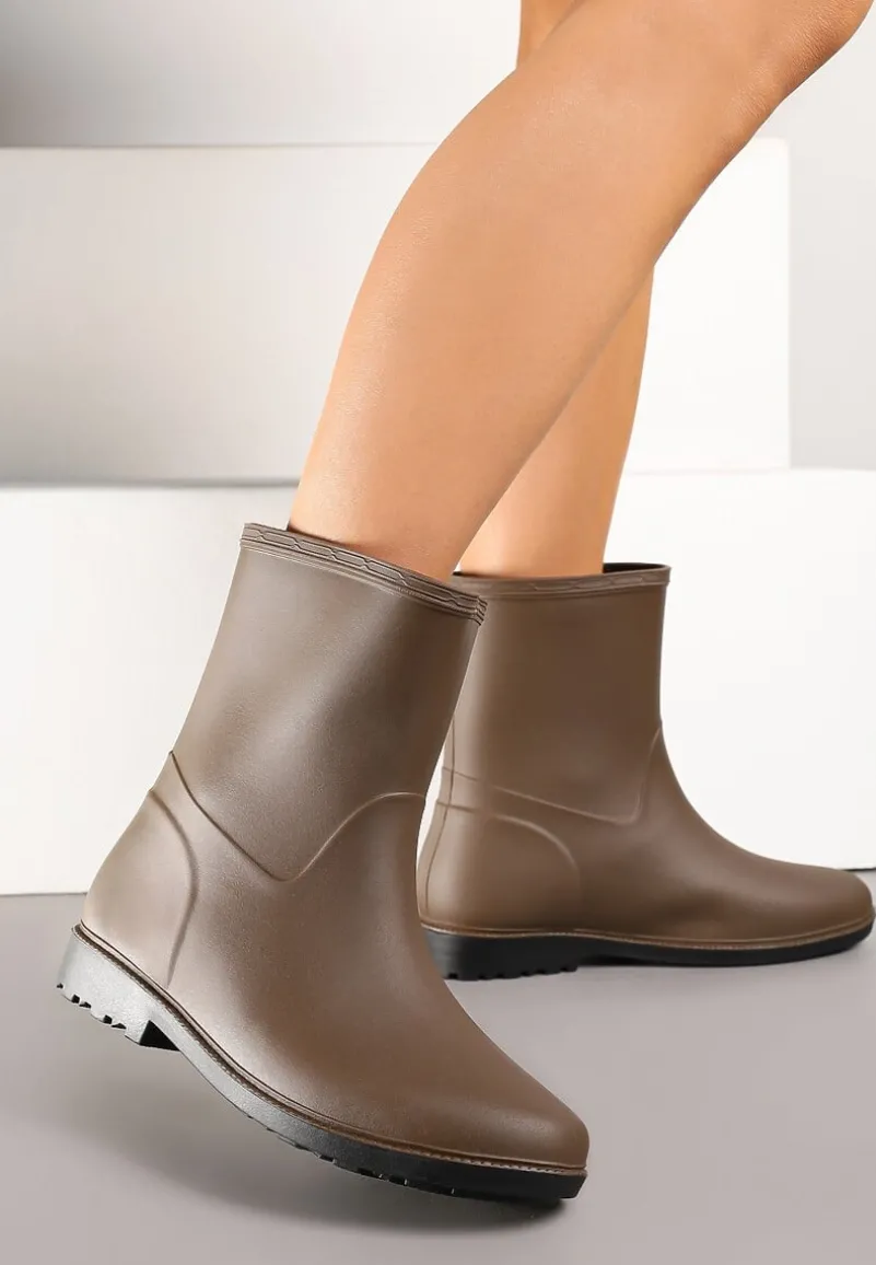 Brązowe Gumowe Kalosze do Łydki Pirena