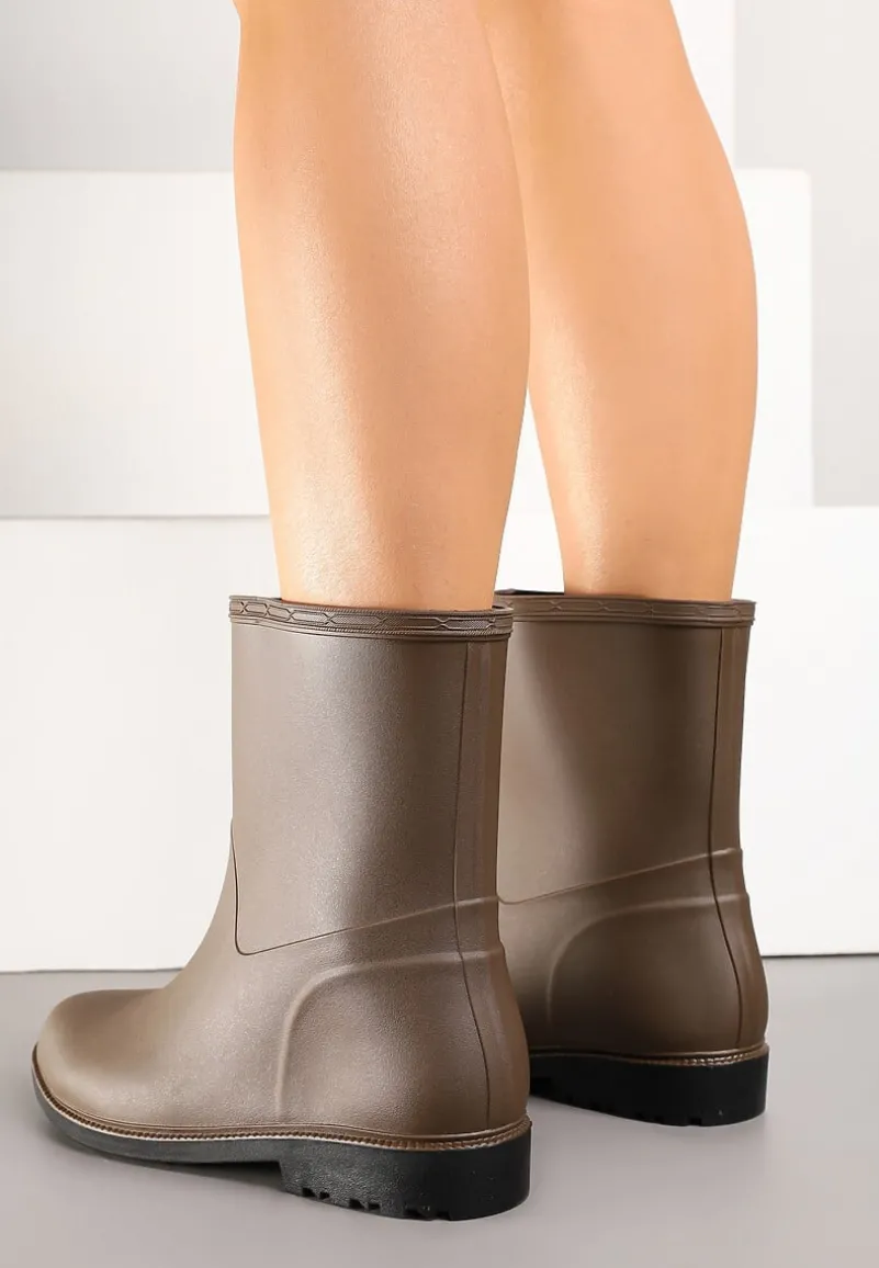 Brązowe Gumowe Kalosze do Łydki Pirena