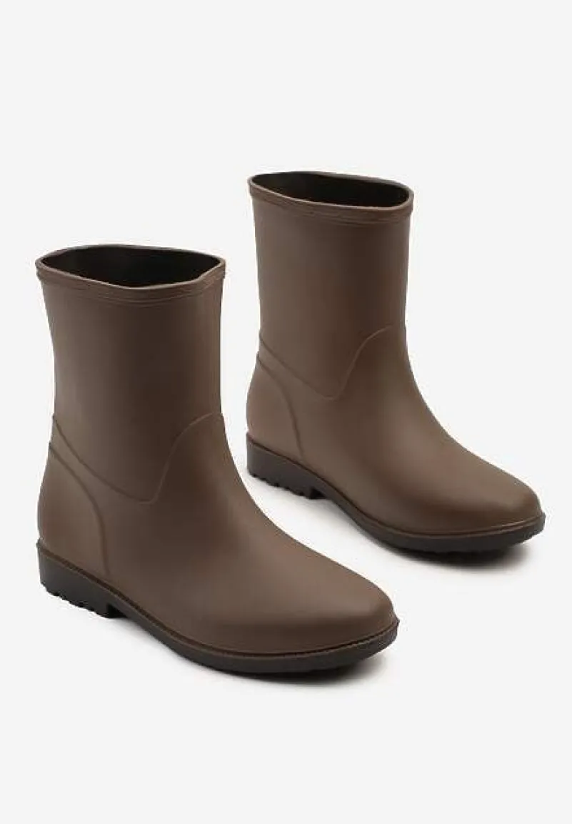 Brązowe Gumowe Kalosze do Łydki Pirena