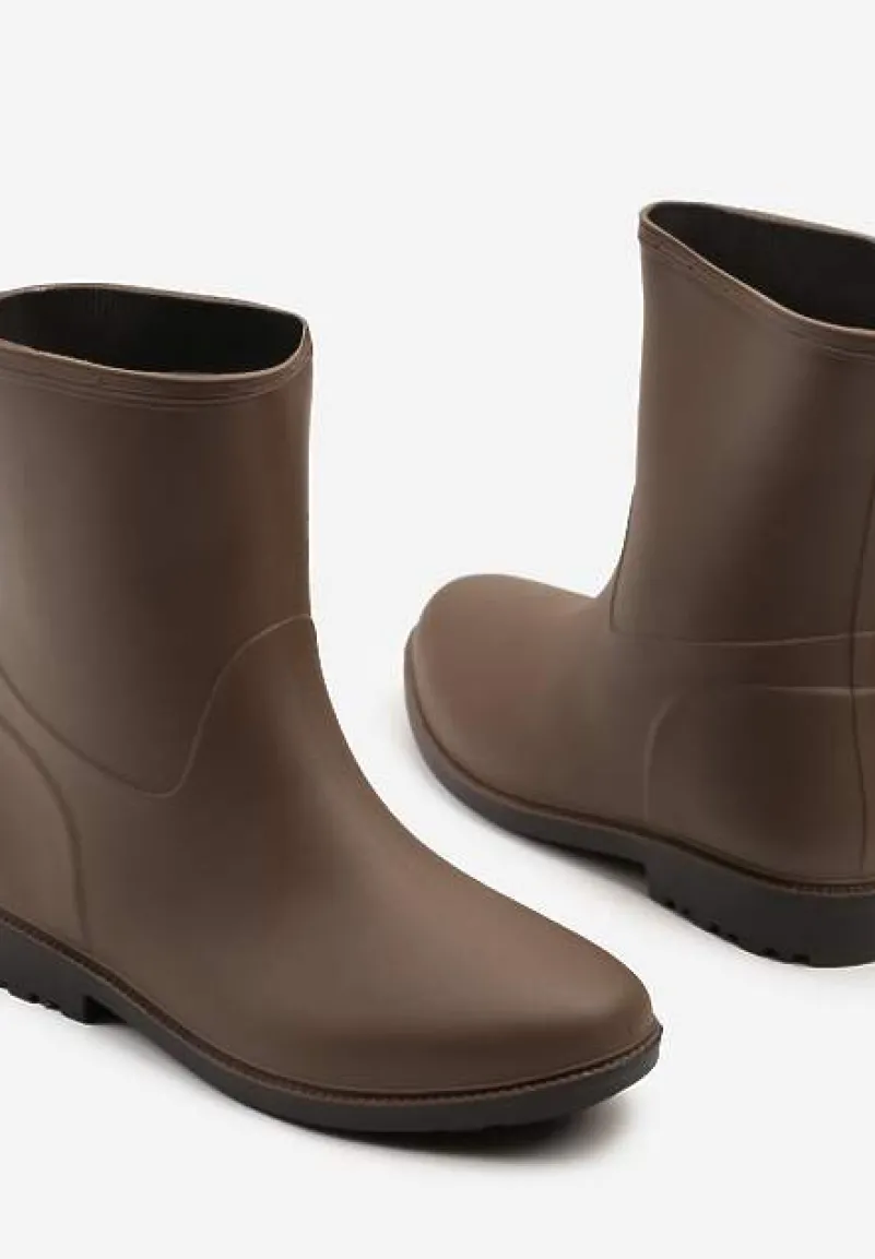 Brązowe Gumowe Kalosze do Łydki Pirena