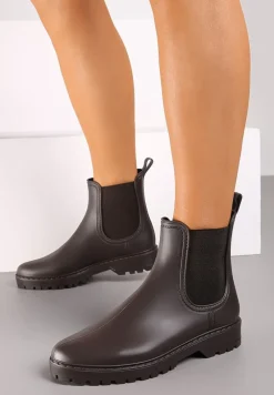 Brązowe Kalosze Sztyblety na Płaskiej Podeszwie Irinndria