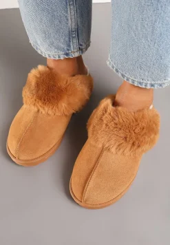 Brązowe Kapcie z Ekozamszu z Futrzaną Wyściółką Zoleti