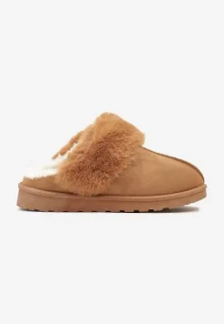 Brązowe Kapcie z Ekozamszu z Futrzaną Wyściółką Zoleti