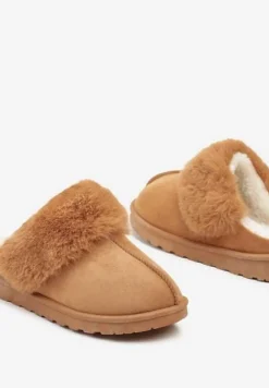 Brązowe Kapcie z Ekozamszu z Futrzaną Wyściółką Zoleti