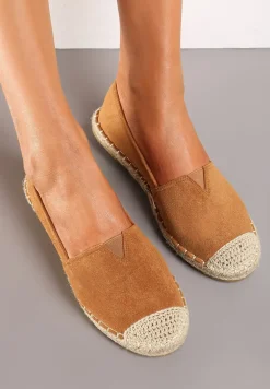 Brązowe Klasyczne Espadryle na Płaskiej Plecionej Podeszwie Kavissa