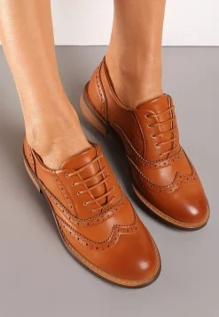 Brązowe Klasyczne Półbuty Oksfordki Delaisama